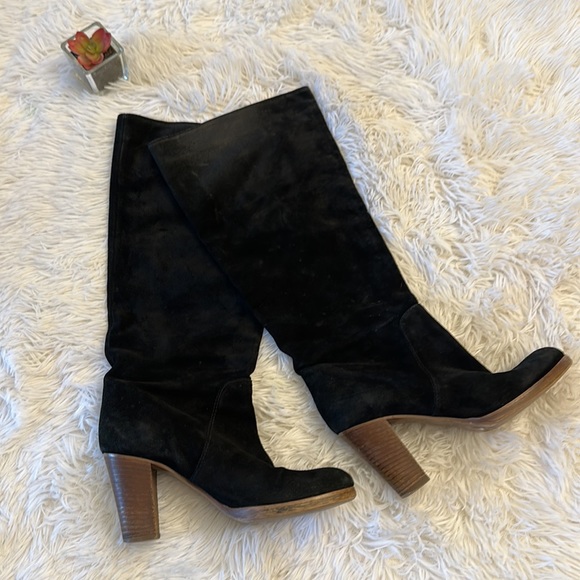 J.Crew Black Suede Calf Slouchy Heel Winter fall boots women size 7 - Picture 3 of 9